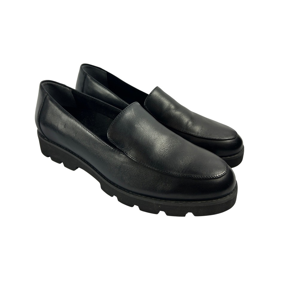 Vionic Kensley Black Leather Platform Loafers Comfort Chunky Goth Shoes Size 9.5